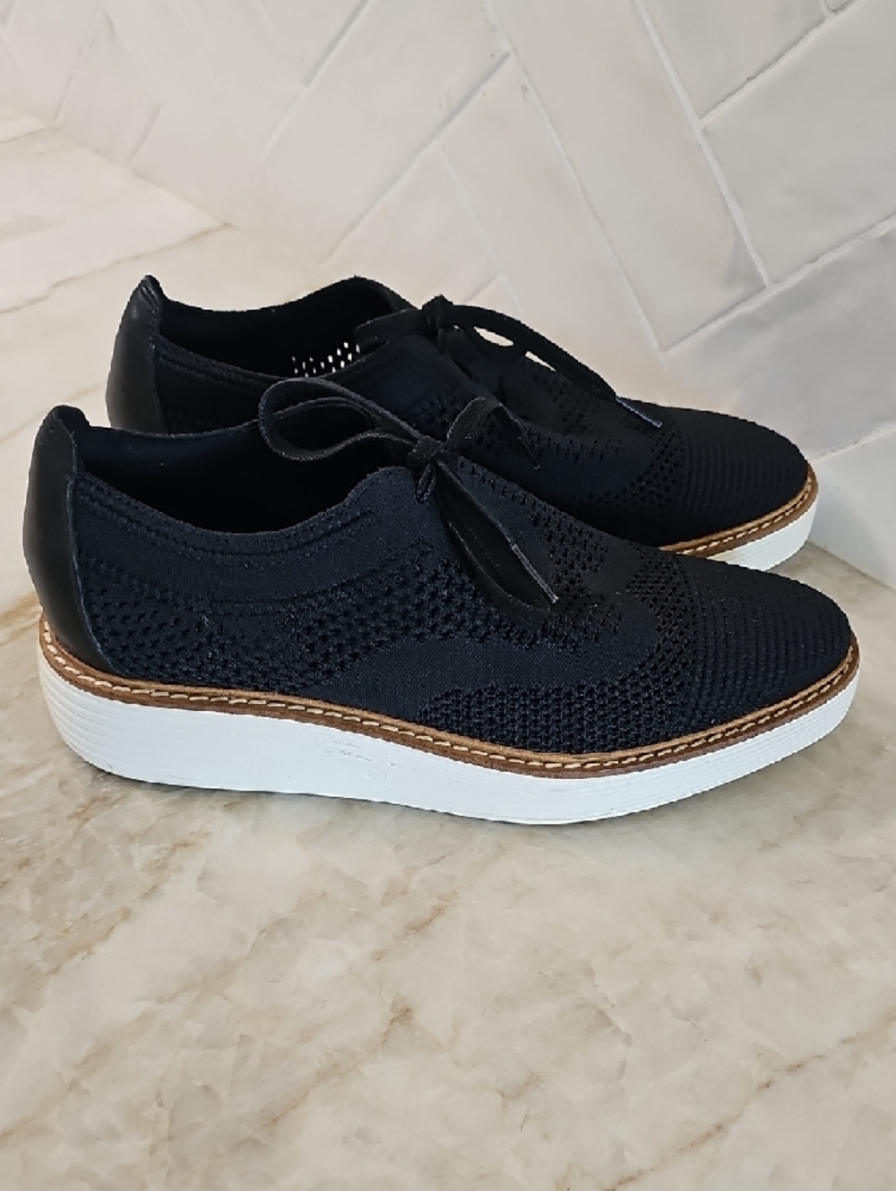 Cole Haan Black Knit Derby with Contrasting White Sole - Picture 3 of 9